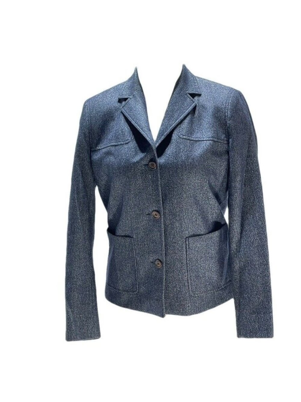 Michael Kors Womens Petite Size Size 4P Wool-Cotton Blend Blazer Jacket Blue  Ma